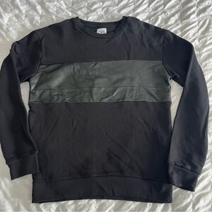Zara Leather Detailed Black Sweatshirt Womens Crew Neck Pullover